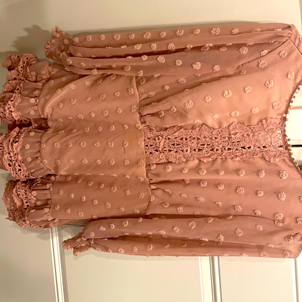 Lulu Pink Dress With Lace Details Size Small